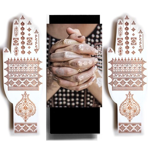 Rose Gold Henna Design Temporary Tattoo. 2 Hands Sheets. Etsy Australia