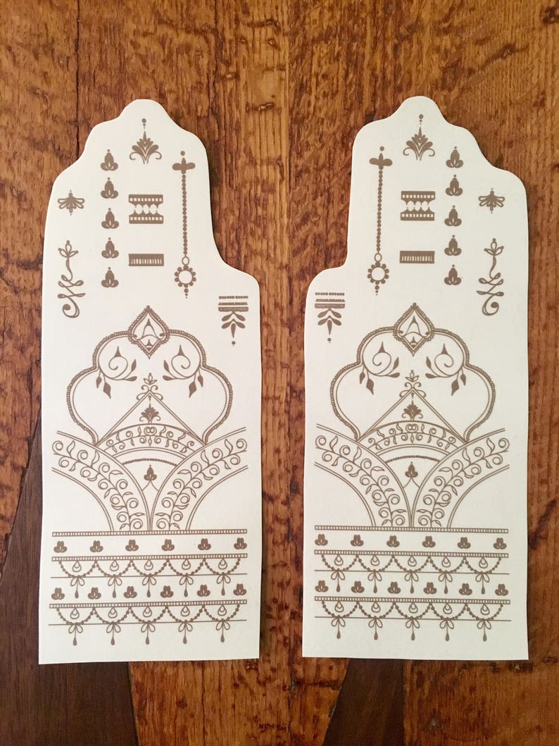 Henna Temporary Tattoo. Pack of 2. Water transfer tattoo. Last 1-2 days image 2