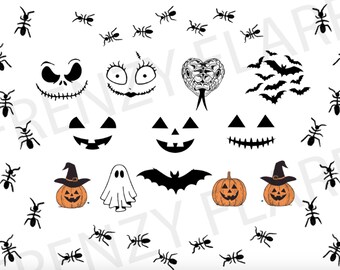 Tatouages Temporaires Lumineux Halloween - 100 Pièces, Phosphorescents, Motifs Citrouilles, Fantômes, Squelettes