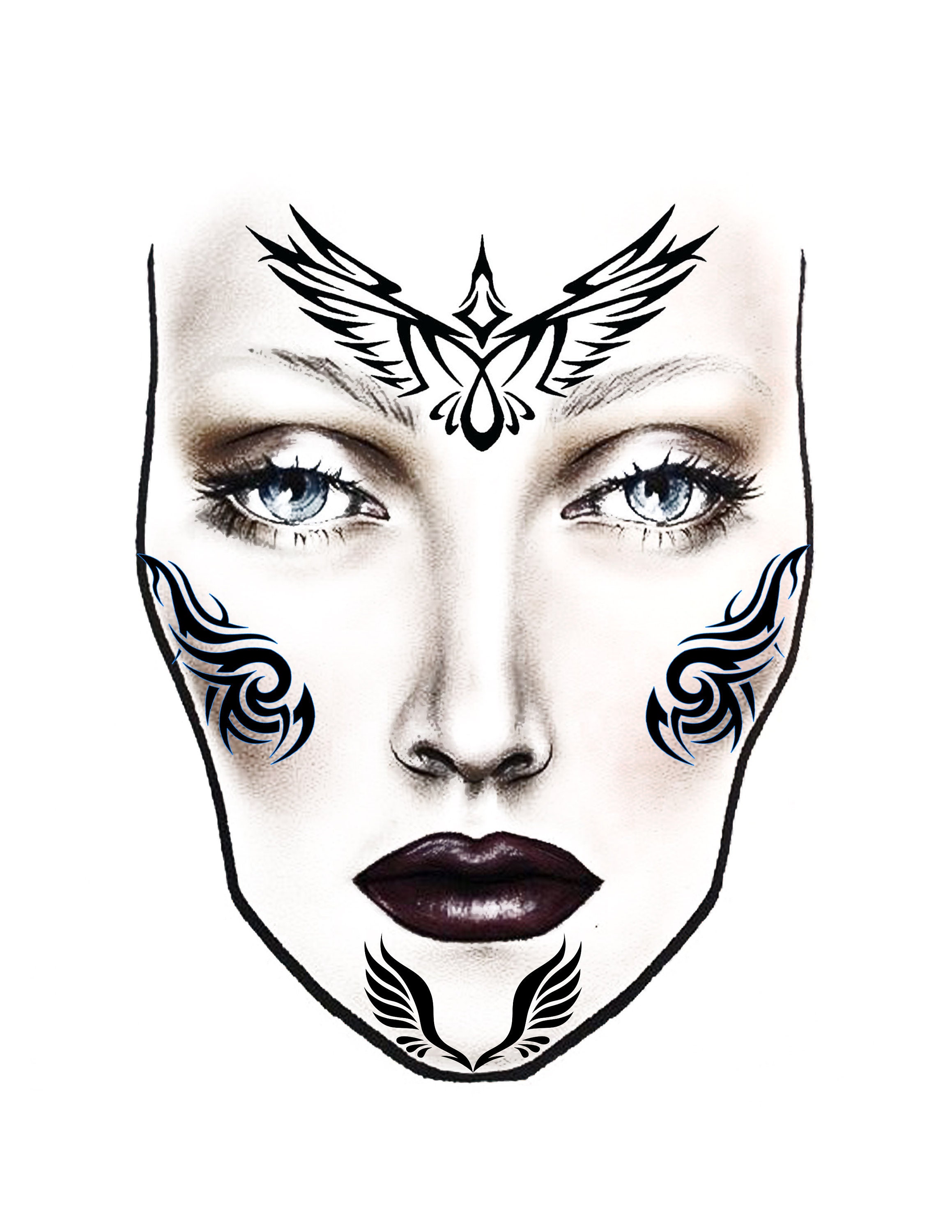 Viking Face Temporary Tattoo for Cosplay