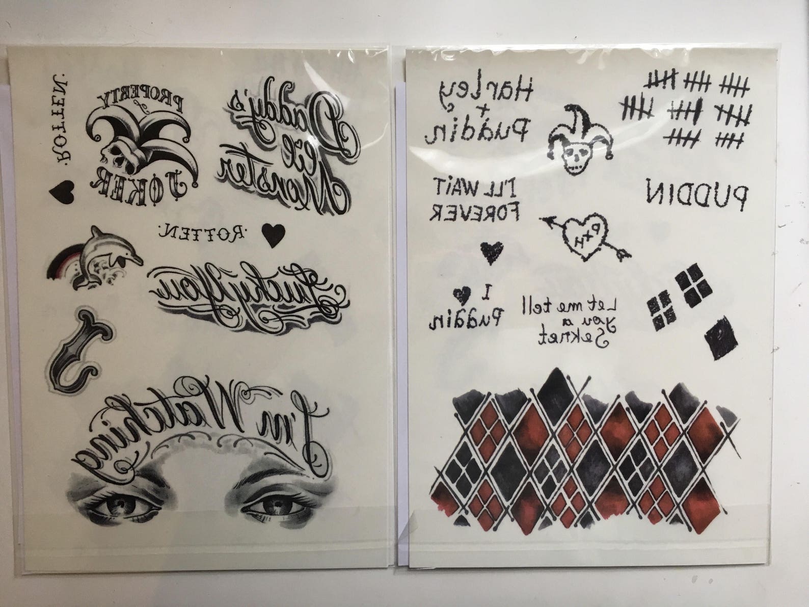 Harley Quinn Temporary Tattoos Suicide Squad Costume Cosplay Etsy