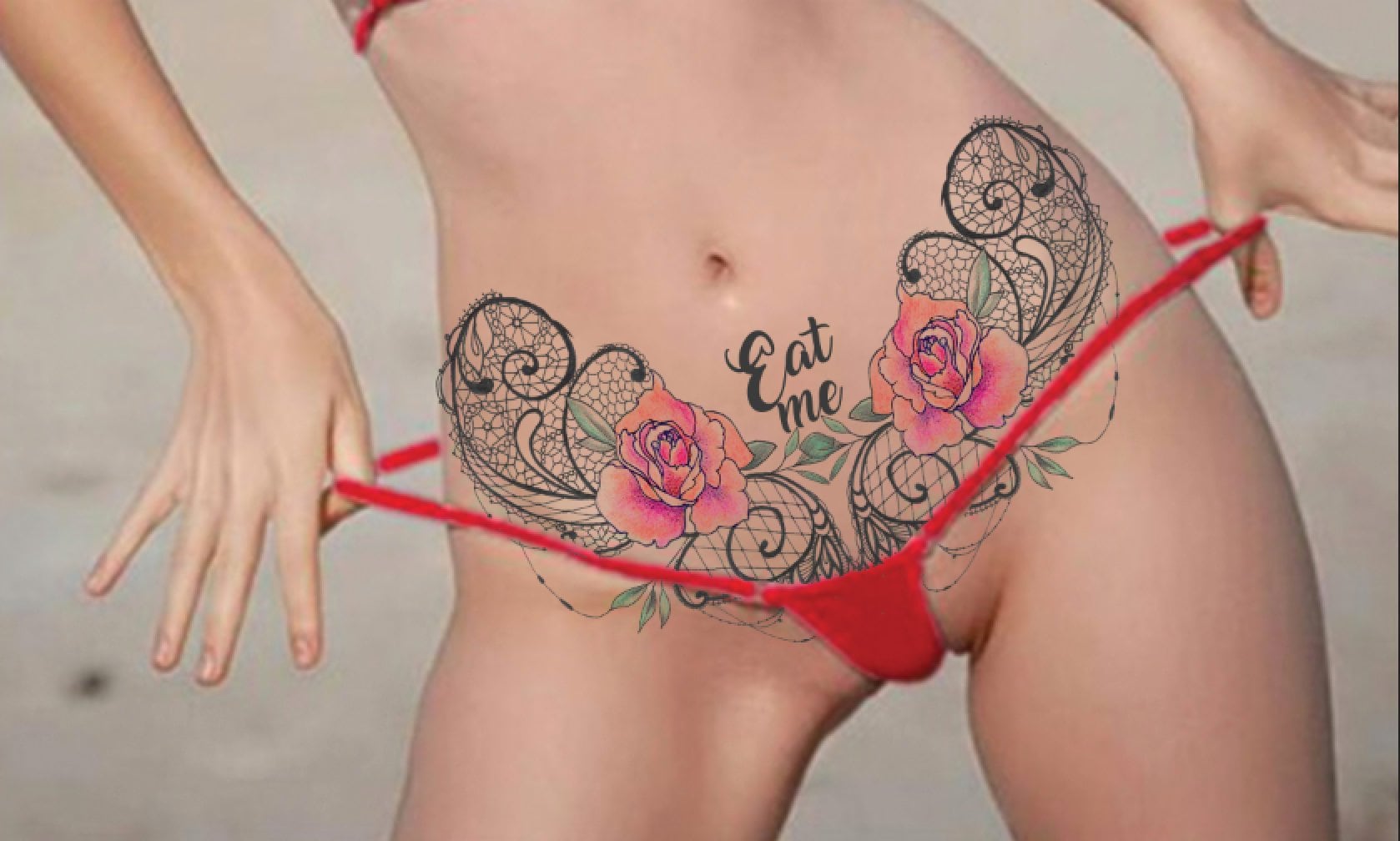 Lace and Roses Custom Temporary Tattoo picture image