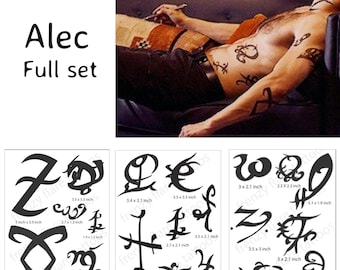 Alec Shadowhunters Runes Temporary Tattoos for Cosplayers. Halloween Costume Idea