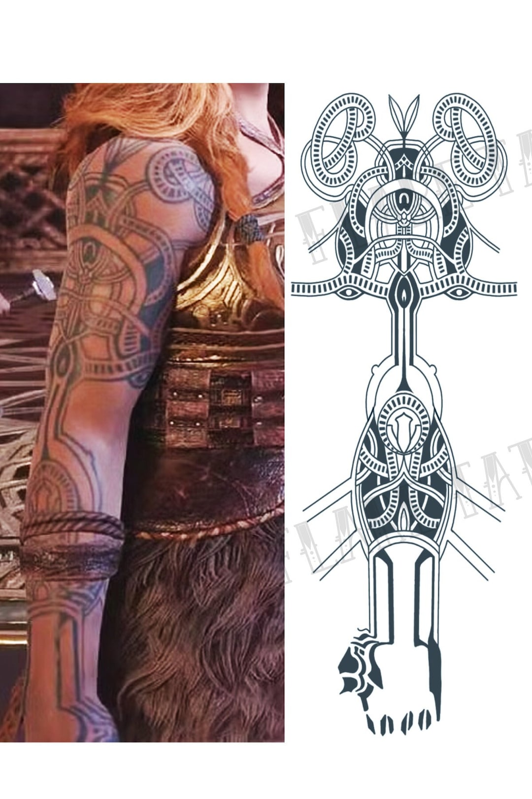 Thrúd GOW Temporary Tattoos for Cosplayers. 2 Full Sleeves 