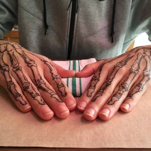 Coco Skeleton hands temporary tattoos for cosplay. Skull image 3