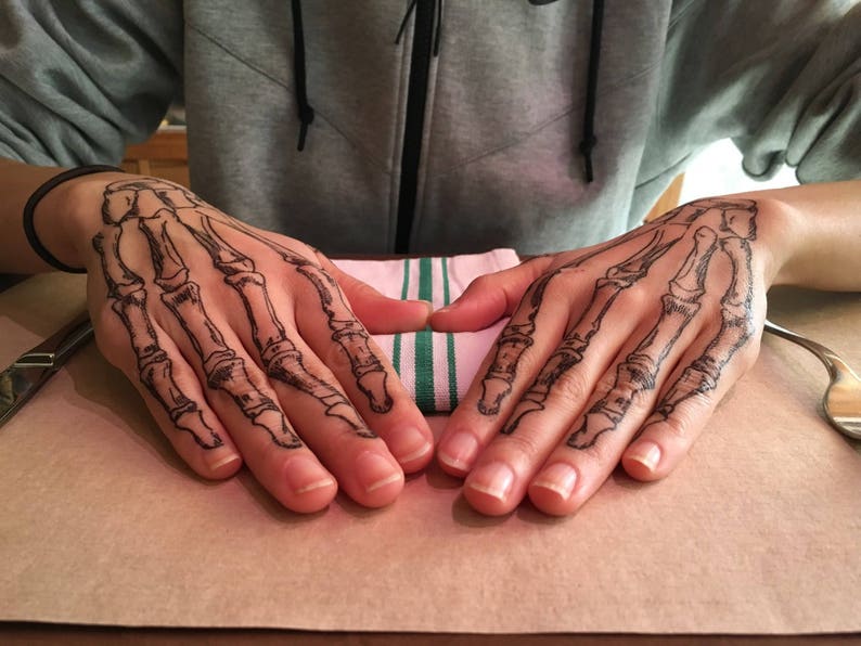 Coco Skeleton hands temporary tattoos for cosplay. Skull image 3