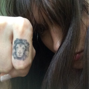 Lion Temporary Tattoo. Lion Head Knuckle Tattoos. Different Sizes