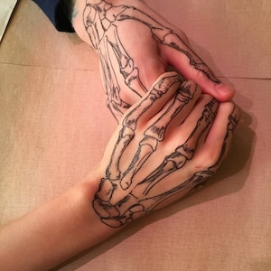 Coco Skeleton hands temporary tattoos for cosplay. Skull image 2