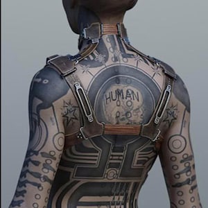 Jack Mass Effect Cosplay Temporary Tattoos. Head, torso, arms and back image 4