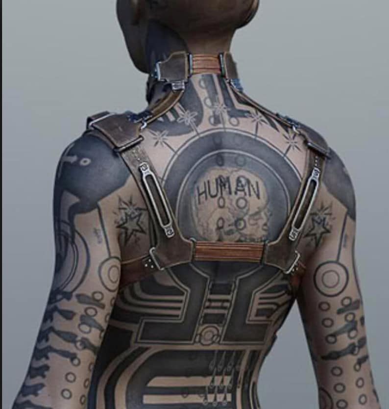 Jack Mass Effect Cosplay Temporary Tattoos. Head, torso, arms and back image 4