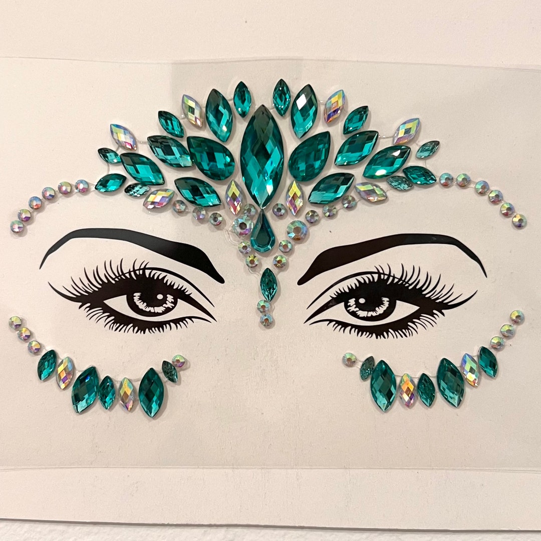 Blue Mermaid Face Jewels for Halloween Costume Carnival or Etsy