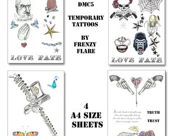 Nico Devil May Cry 5 tillfälliga tatueringar för cosplayers. 4 ark med alla hennes designer.