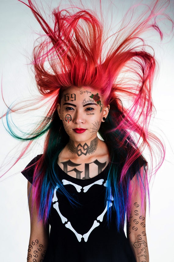 Tekashi 6ix9ine Temporary Tattoos for Face and Body. Complete