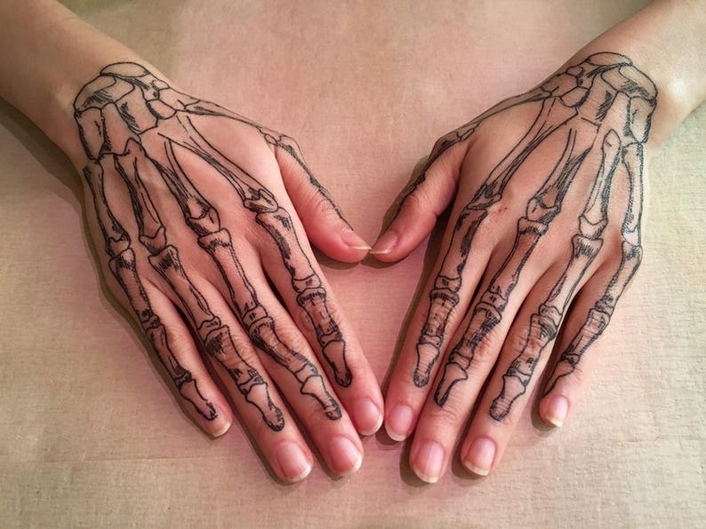 Coco Skeleton hands temporary tattoos for cosplay. Skull image 1