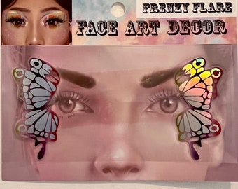 Butterfly Face Sticker. Fairy Costume Accessory. Holographic Foil Rainbow Colors