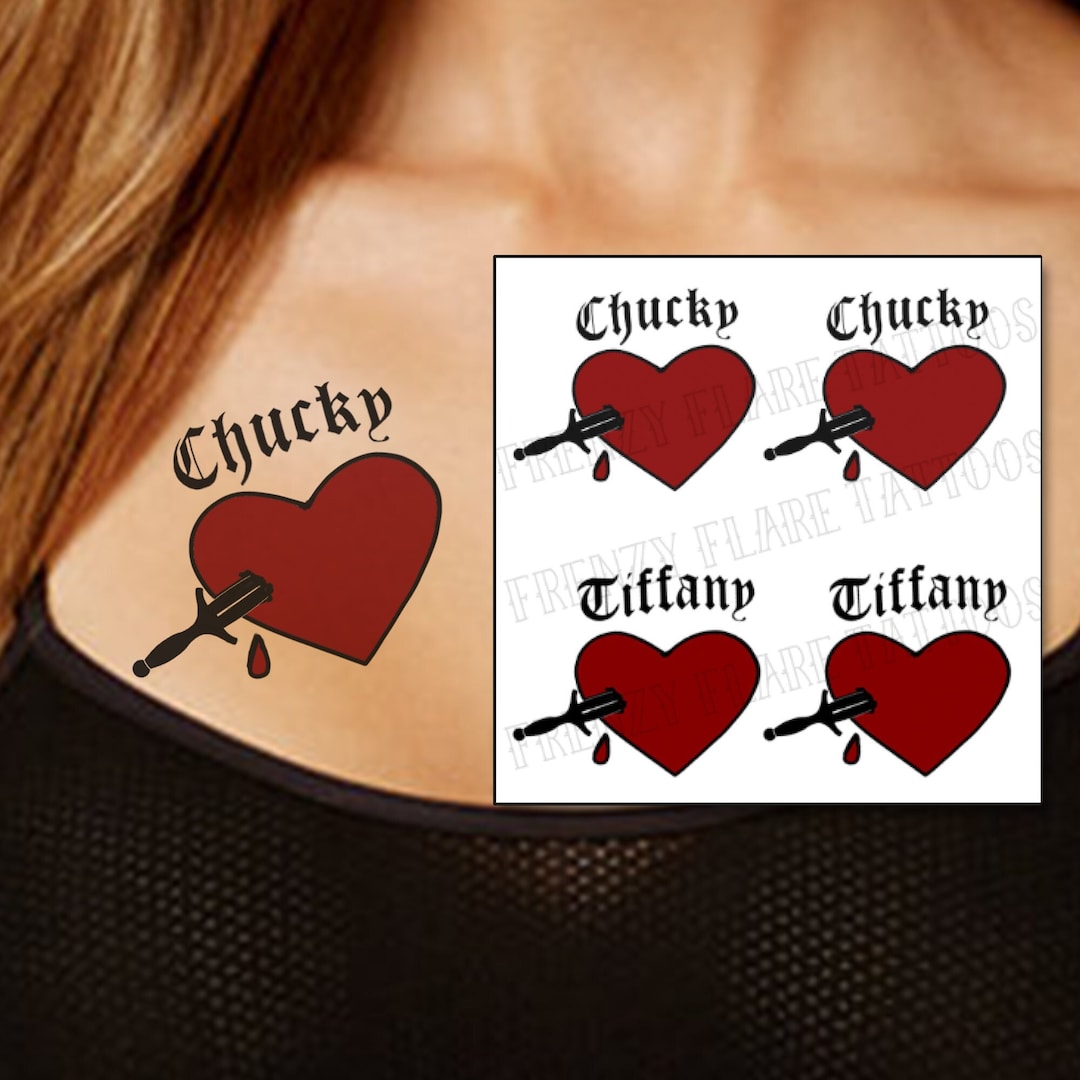 Chucky's Bride Heart Temporary Tattoo for Tiffany Costume Halloween ...