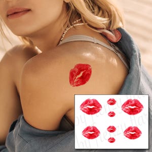 Lips Temporary Tattoos | Smootch tattoo |  Kiss Red Lips Tattoo in Multiple Sizes