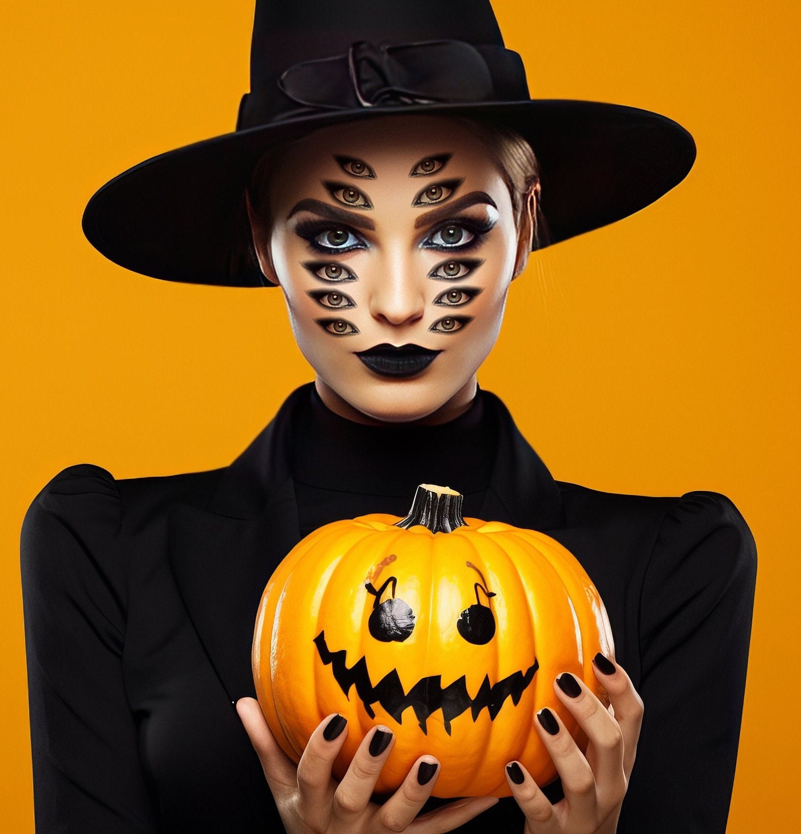 Witch Custom Eyes Temporary Tattoos for Halloween. Multiple Temporary Tattoos of YOUR Eyes to Apply Around your Body and Face