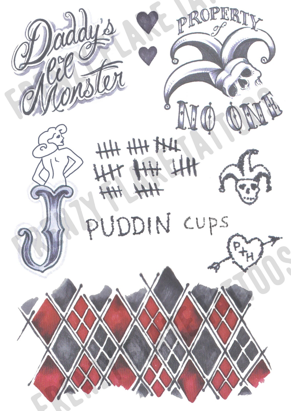 Harley Quinn New Temporary Tattoos the Suicide Squad Movie for - Etsy
