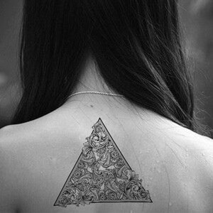 Floral Geometric Triangle Temporary Tattoo image 1