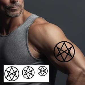 Tatuaje temporal con el símbolo de los hombres de letras, idea de disfraz sobrenatural. Paquete de 3 tamaños