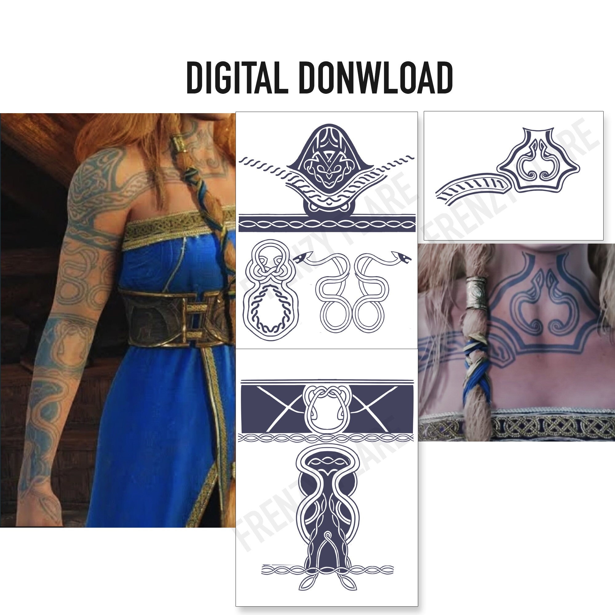 Sif Tattoo Design. Digital Download GOW. No shipping Required
