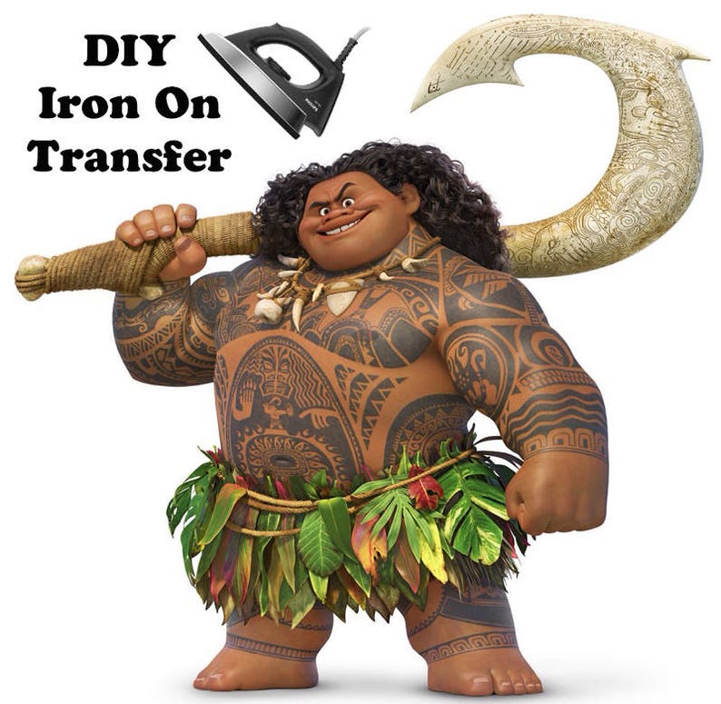 Iron On Transfer Maui Moana Halloween Costume DIY for Babies, Todlers, Kids of all ages and Adults 