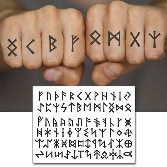 Runes Knuckle Temporary Tattoos for Viking Cosplay. Runic Alphabet Futhark,  Fuþark Symbols - Etsy