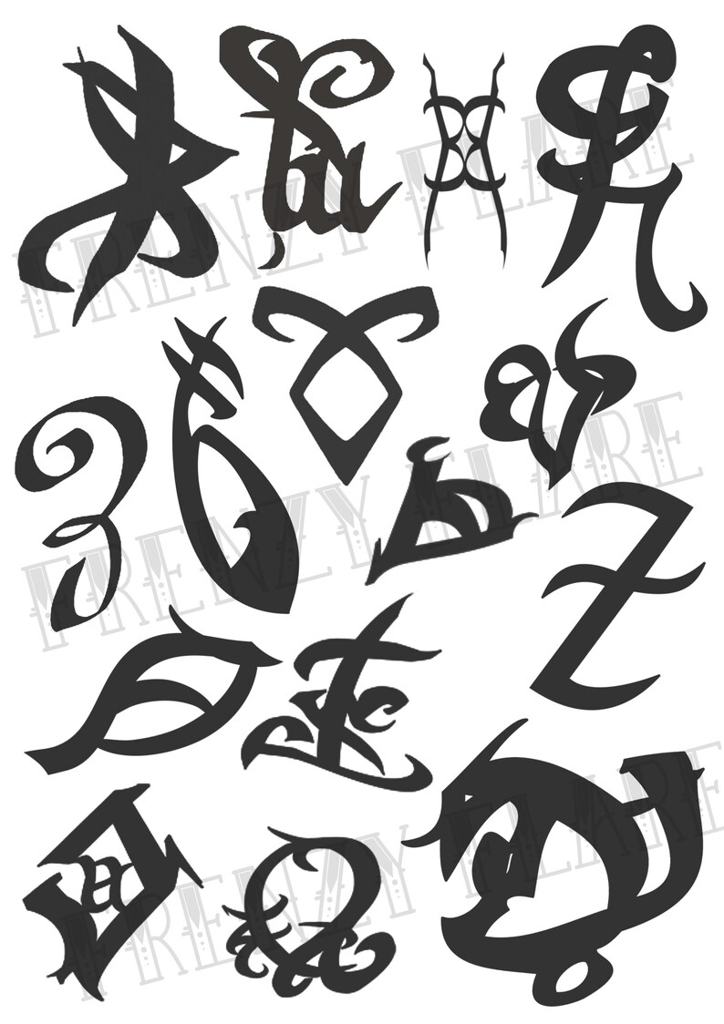 Mourning Rune Vector Shadowhunters Clary Fray Shadowhunters Full Set Temporary Tattoos for Cosplayers. 15 ...