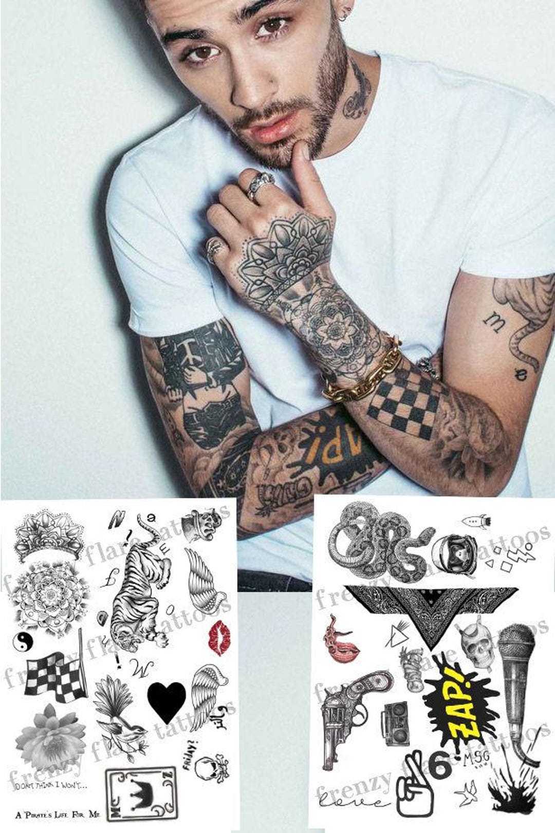 Zayn Malik Inspired Temporary Tattoos 2017. Complete Set 2 - Etsy