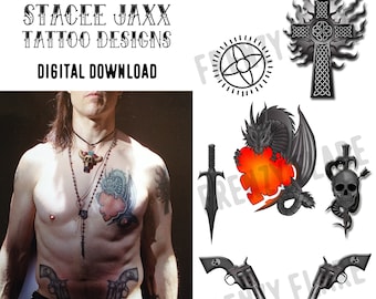 コスプレ用 Stacee Jaxx Rock of Ages タトゥーデザイン。デジタル