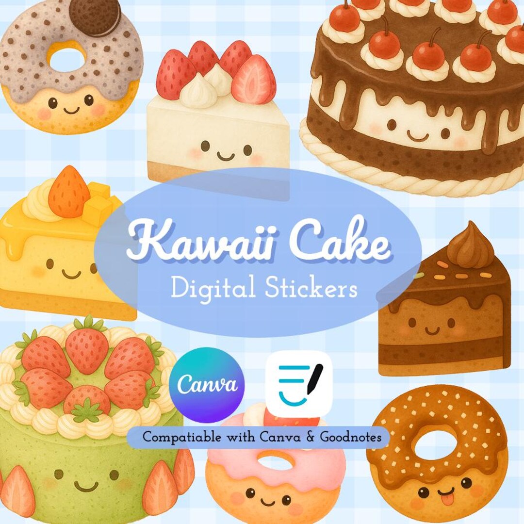 Kawaii Cozy Cakes Digital Stickers Printable Clipart Scrapbook Stickers ...