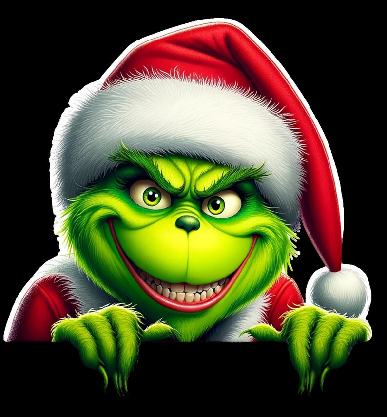 Digitale download Grinch Peeking-afbeelding hoogwaardige, feestelijke afdrukbare muurkunst voor huisdecoratie direct downloaden afbeelding 1