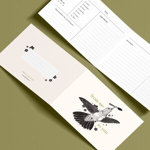 Recipe Greeting Card | Hummingbird illustration folded to A6 Greeting Card, nature print, recipe organizer