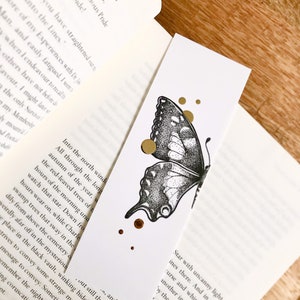 Single or Set bookmarks with Gold Foil Life Cycle Butterfly Papilio Machaon, caterpillar, pupae, swallowtail butterfly Butterfly