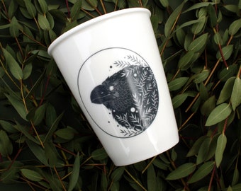 Cup Bird | Coffeecup, teacup, porcelain cup, nature illustration