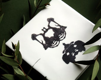 Rorschach Bones | Ceramic Art Tile, nature print, wall art