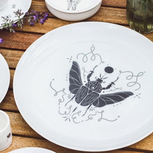 Big Art Plate Beetle | black and white, nature print, tableware