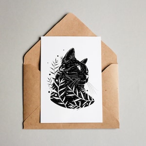 Impression de chat Art mural A6, art mural intérieur, impression nature, carte postale de chat