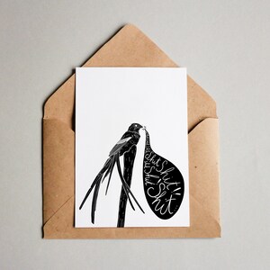 Shit Bird Print A6 Wandkunst, Innenwandkunst, botanischer Naturdruck, Postkarte