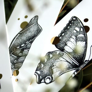 Single or Set bookmarks with Gold Foil Life Cycle Butterfly Papilio Machaon, caterpillar, pupae, swallowtail butterfly afbeelding 5