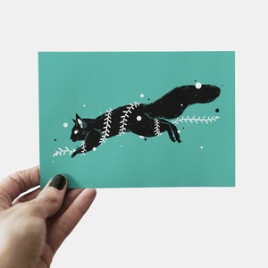 Arte de parede A6 com impressão de esquilo, arte de parede interior, impressão de natureza, cartão postal de esquilo