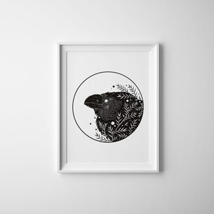 | d’art d’oiseau botanique Art mural A5, encre noire, art mural intérieur, impression nature, impression oiseau