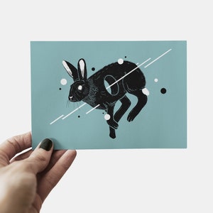 Glitch Hare imprimé A6 art mural, art mural intérieur, imprimé nature, carte postale lapin