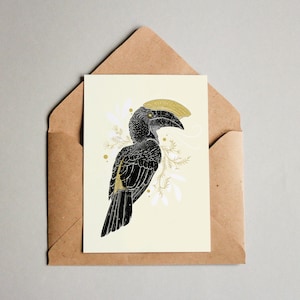 Hornbill Print A6 art mural, art mural intérieur, imprimé nature botanique, carte postale