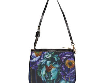 Small Shoulder Bag with White Peonies Painting design