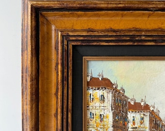 Vintage French Street Scene Mid-Century Wall Art Wood Frame 8x10