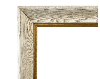 Vintage Whitewashed Oak Wood Frame Gold Accent Fits 15x19