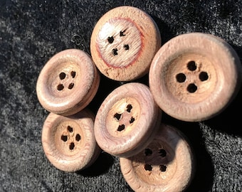 20 Wood Buttons, Dark Brown Finish, Large 1 3/8, 35mm Natural Wood