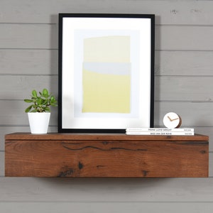 entryway floating console with two drawers in black and antique oak